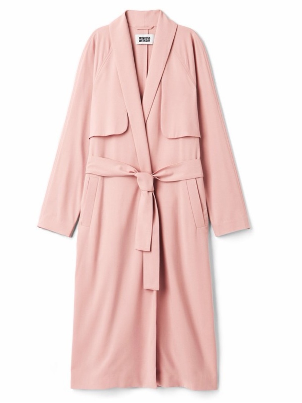 Weekday Nomi Dusty Trench Blush Pink Belted Long Coat